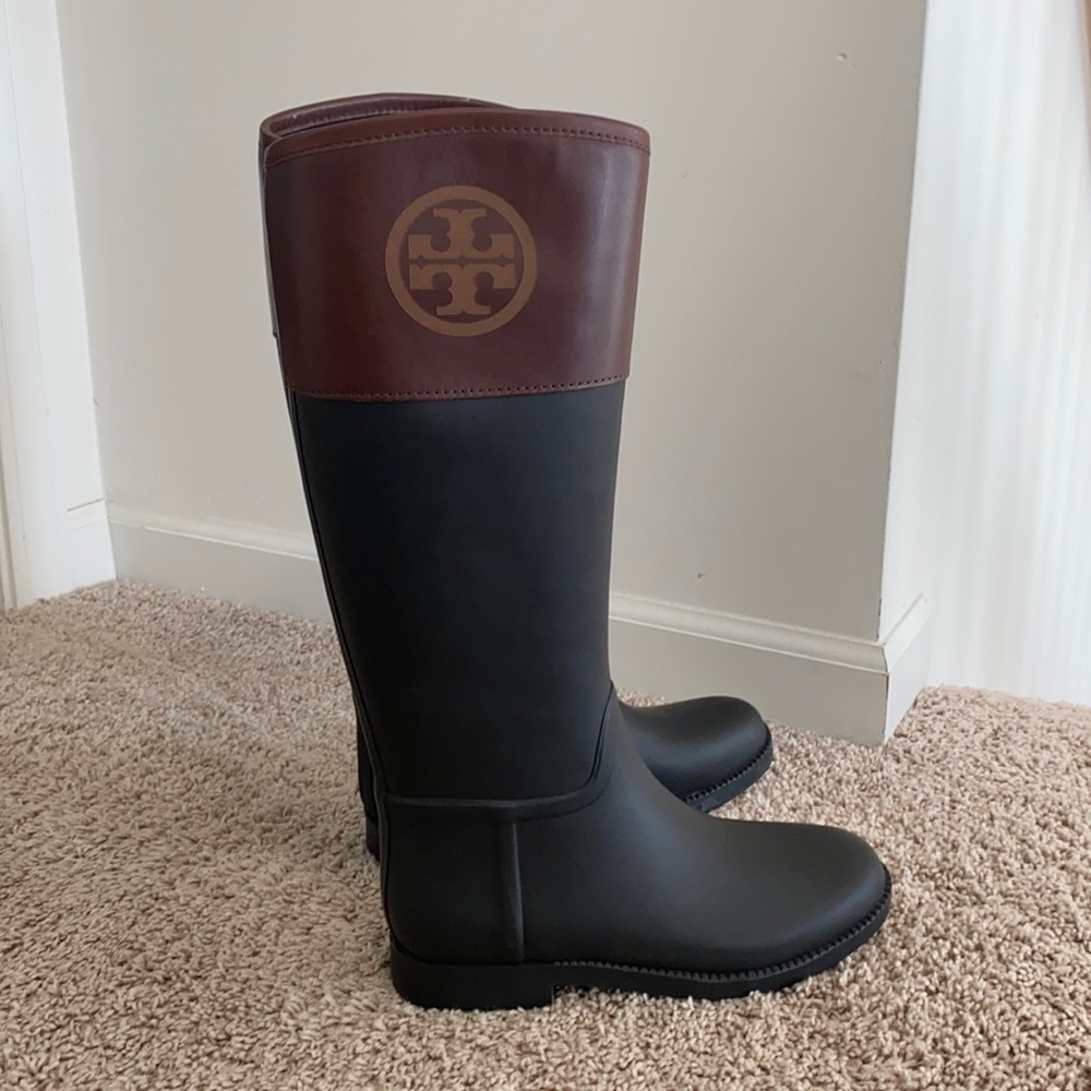 Tory Burch black rainboots.